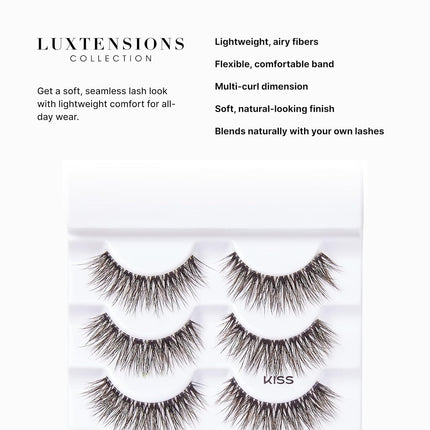KISS Lash Couture Luxtension, False Eyelashes, 'Velvet', 12 mm, Includes 1 Pair Of Lashes, Contact Lens Friendly, Easy to Apply, Reusable Strip Lashes