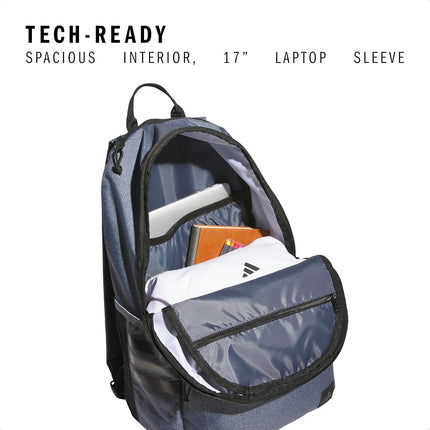 adidas 3-Stripe Classic Backpack for Men and Women, Bag with Laptop Sleeve, Twill Onix Grey/Black, One Size