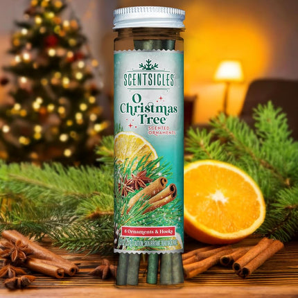 Scentsicles O Christmas Tree Scented Ornaments with Hooks - 2 Bottles (12 Sticks Total)