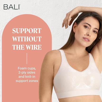 Bali Women's Comfort Revolution Shaping Non-Wired Bra Full Coverage, Sandshell Tropic, XXX-Large