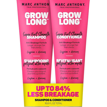 (Shampoo + Conditioner) - Marc Anthony Grow Long Biotin Shampoo and Conditioner Gift Set, Vitamin E and Caffeine, Sulphate Free, Colour Safe Curly Hair & Dorm Room Essential for Women, Basic, 497ml