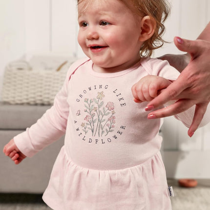 Gerber Baby Girls' 6-Pack Long-Sleeve Onesies Bodysuits, Wildflower, 0-3 Months