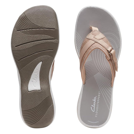 Clarks Women's Breeze Sea Flip-Flop, Taupe Synthetic, 6.5 UK