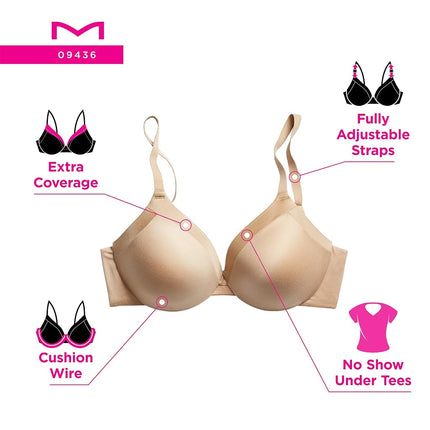 Maidenform Women's Comfort Devotion - Bra Extra Coverage, White, 34DD UK