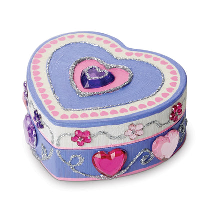 Melissa & Doug Kit de manualidades para decorar tu propia caja de madera con forma de corazón