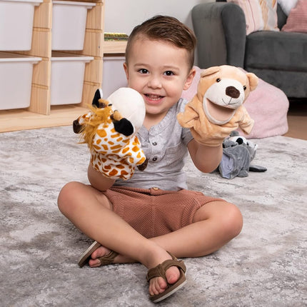JOYIN Animal Friends Deluxe Kids Hand Puppets with Working Mouth (Pack of 6) for Imaginative Play, Toddler Animal Plush Toy, Birthday Gifts