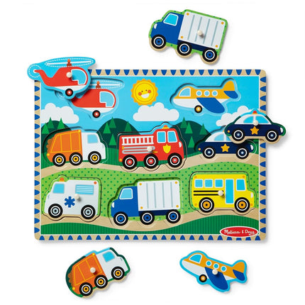 Melissa & Doug - 1874 - Jigsaw Puzzle - Installation - Vehicles, White.,OSFA