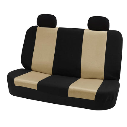 FH Group Fabric Fish Net Stitching Seat Covers W. 2 Rear Headrests and Solid Bench