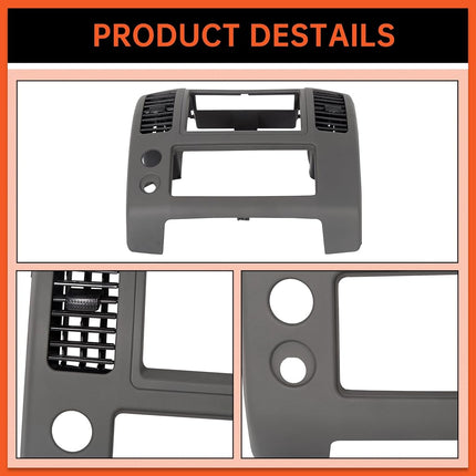 ECOTRIC Front Center Dash Console Instrument Panel Lid Bezel Dashboard Cover Gray Compatible with 2006-2016 Nissan Frontier Replacement for Part Number 68259-ZP16D