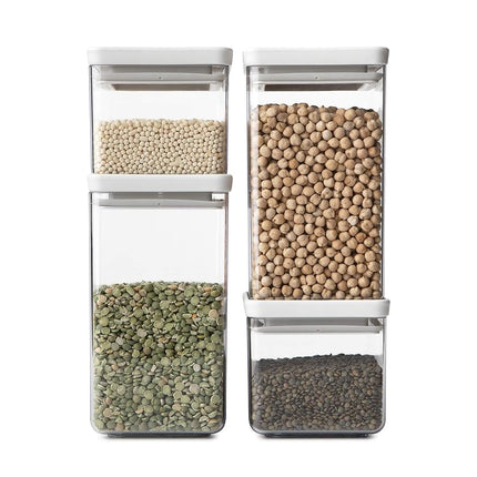 Brabantia 122569 Tasty+ Square Canister / Storage Jar, Set of 4, Light Grey