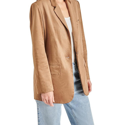 Steve Madden Apparel Women's Regular Imaan Suede Blazer, Macadamia, XL