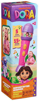 Dora, Rainforest Rhythms Microphone with Music, Sound Fx & Bilingual Phrases, Children's Toy for Girls and Boys from 3 Years