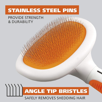WAHL Premium Large Pet Slicker Brush with Ergronomic Rubber Grips for Comfortable Brushing of Dogs and Cats - Model 858407