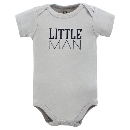 Hudson Baby Unisex Baby Cotton Bodysuits, Plaid Little Man Polo, 12-18 Months