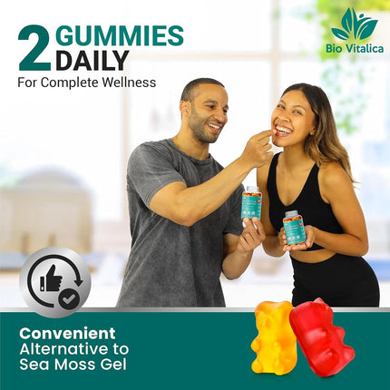 BIO VITALICA Irish Sea Moss Gummies with Elderberry – USA Made Vegan Gummies with Vitamin C, D & Zinc – Immune Support Supplement with Bladderwrack & Burdock Root for Adults & Kids – 2 Packs