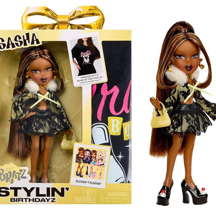 Bratz Stylin’ Birthdayz Sasha Fashion Doll with Cu