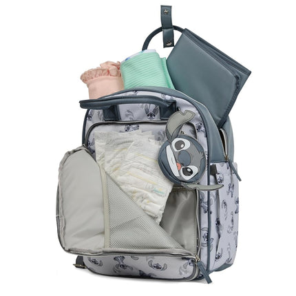 Disney Diaper Bag Backpack with Changing Pad - 16 Inch Nylon Baby Bag for Parents, Insulated Bottle Holders, Multiple Storage Compartments