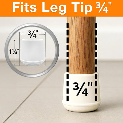Shepherd Hardware 8615E 3/4-Inch Inside Diameter Rubber Chair Leg Tips, 40-Pack, Ivory, 3/4"