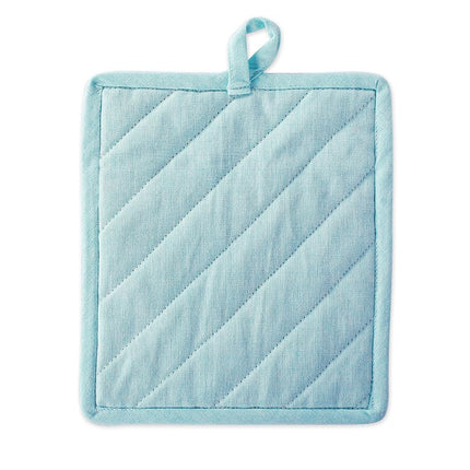 DII 100% Cotton Solid Chambray Kitchen Set, Potholders, Aqua, 2 Piece