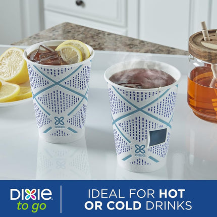 Dixie to Go Paper Cups and Lids, 12Oz, 66 Count, Disposable Insulated Cups and Lids (Designs May Vary)