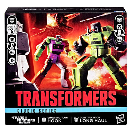 Transformers Studio Series The Transformers: The Movie Constructicon Long Haul & Constructicon Hook, 6.5-inch Action Figures, Robot Toys for Ages 8+, Superhero Toy