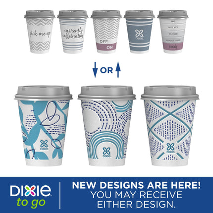 Dixie to Go Paper Cups and Lids, 12Oz, 66 Count, Disposable Insulated Cups and Lids (Designs May Vary)