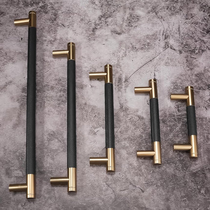 BUKOBYHE 10 Pack 7Inch Black and Champagne Bronze Kitchen Cabinet Handles Knurled Cabinet Pulls Black Drawer Pulls Kitchen Hardware