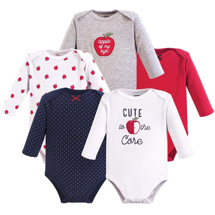 Hudson Baby body bébé unisexe en coton à manches longues, pomme, 3-6 mois