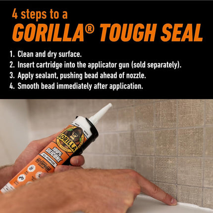 Gorilla Waterproof Caulk & Seal 100% Silicone Sealant, White, 10oz Cartridge (Pack of 1)