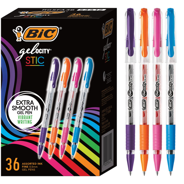 Bic Gel-ocity Smooth Stic Gel Pen, Fine Point (0.5