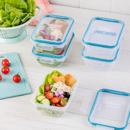 Snapware Total Solution 10 Piece Plastic Food Storage Containers with Lids – 3-Cup Rectangle Meal Prep Containers, Non-Toxic, BPA-Free Lids – Microwave, Dishwasher and Freezer Safe, White
