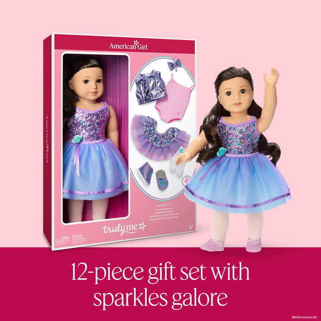 American Girl, Truly Me #111 Doll & Dance All Day Set, with Brown Eyes, Wavy Black-Brown Hair, Light Skin, Ages 6+