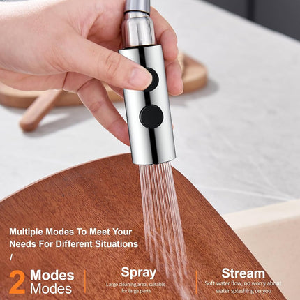 TIORIY Kitchen Sink Spray Head Replacement Metal Chrome Kitchen Faucet Spray Head with 15 Adapters Pull Out Kitchen Faucet Replacement Spray Nozzle