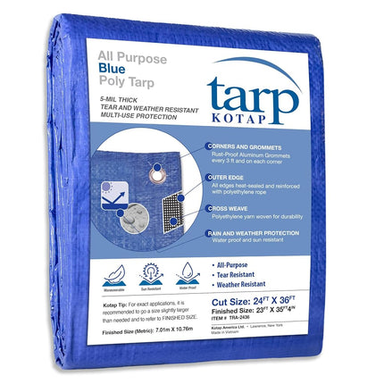 Kotap 24-ft x 36-ft General Purpose Blue Poly Tarp