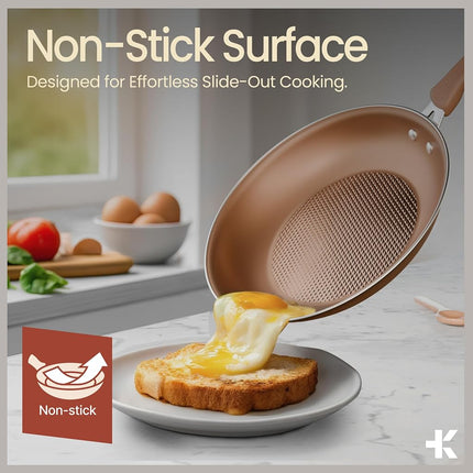 Pots and Pans Set, 23-Piece Non Stick Cookware & Bakeware Sets with Plaid Pattern, Stackable Design, Dishwasher Safe, Stain-Resistant, Oven & All-Stove Safe, Tempered Glass Lid, Golden