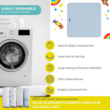 Spasilk Baby-Boy Newborn 4 Pack Flannel Receiving Blanket, Blue Elephant, 30 Inchx30 Inch