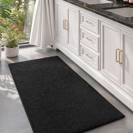 Color&Geometry Large Bath Mats for Bathroom Non Slip, 24"x36" Black Bathroom Rugs, Absorbent, Soft, Washable, Microfiber Bath Rug Shower Mat