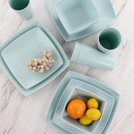 Gibson 99898.16R Soho Matte Plastic Melamine Dinnerware Set 16 Piece Mint