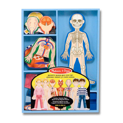 Melissa & Doug Juego de cuerpo humano magnético: juguetes clásicos - sets magnéticos de ropa y disfraces