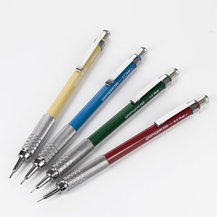 Lápices Mecánicos Pentel GraphGear 500 Edición Limitada, Estuche de Colores Clásicos, Tamaños de Punta 0.3, 0.5, 0.7, 0.9 mm incluidos, Caja de 4 Lápices (PG520RBXSET)