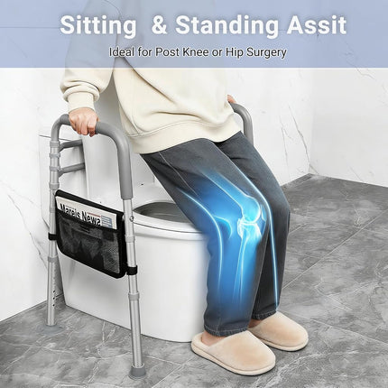 AZETIO Width & Height Adjustable Toilet Safety Rails - Bathroom Support