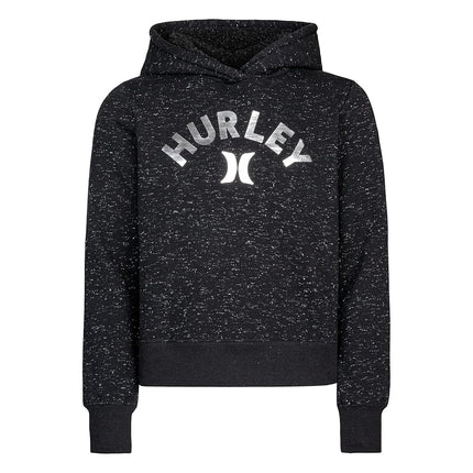 Hurley Girls' One and Only Pullover Hoodie, Black/Silver, Medium