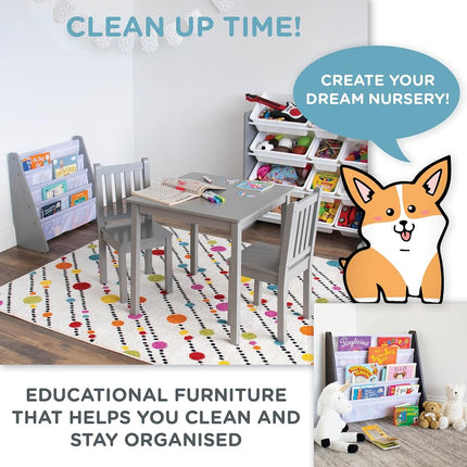 Humble Crew 4 Tier Children's Bookshelf | Forward-Facing | Grey/White