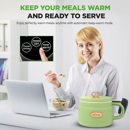 NutriChef Rice Cooker 1.5L with Ceramic Non-Stick Pot & Digital Controls