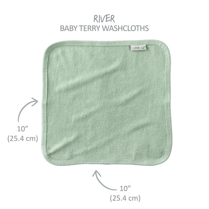 River – Lot de 10 gants de toilette en éponge pour bébé – 100 % coton biologique, absorbants et doux pour bébés et tout-petits filles, garçons, unisexe, motif Seafoam Terra Rainbow, taille unique