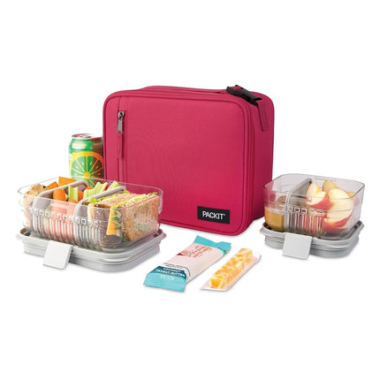 PackIt® Freezable Classic Lunch Box, Magenta, Built with ECOFREEZE® Technology, Collapsible, Reusable, Zip Closure with Zip Front Pocket and Buckle Handle, Designed for Fresh Lunch On The Go