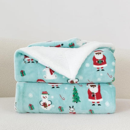 Elegant Comfort Couverture Polaire Réversible Ultra Douce en Flanelle et Sherpa Hiver Noël – Légère, Douce et Confortable – Jeté Décoratif pour les Fêtes, Parfait pour se Détendre, 127 x 152 cm, Père Noël Pingouin