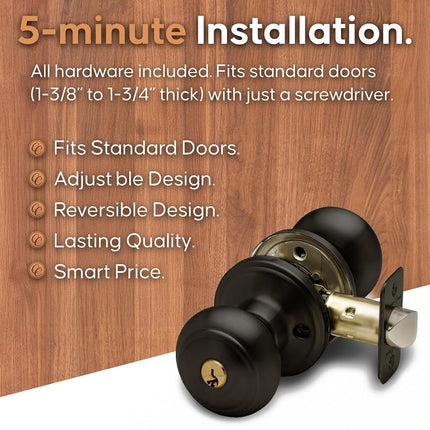 Copper Creek CK2040TB Colonial Door Knob, Keyed Entry Function, 1 Pack, Tuscan Bronze