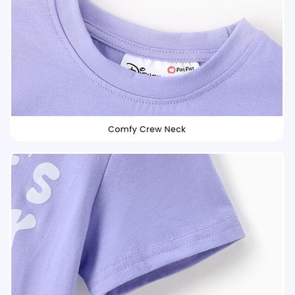 Disney Stitch Marvel Minnie Mickey Elsa Cotton Short Sleeve Birthday Shirt for Toddlers Big Kids Age 2-13 Years, Minnie Mouse Purple, 3 Years