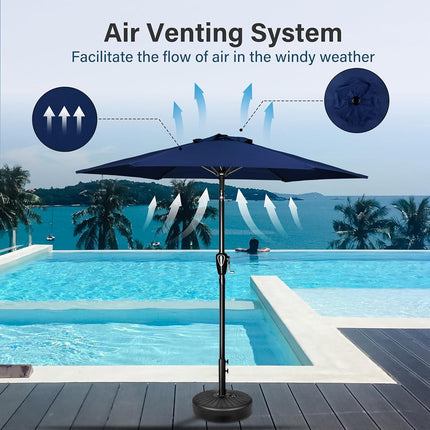 Simple Deluxe 7.5ft Patio Umbrella Outdoor Table Market Yard Umbrella with Push Button Tilt/Crank, 6 Sturdy Ribs for Garden, Deck, Backyard, Pool, Dark Blue